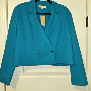 Michael Kors Tile Blue Blazer, Gold Buttons, Size XL